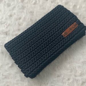 Brand new handmade crochet woven wallet navy blue